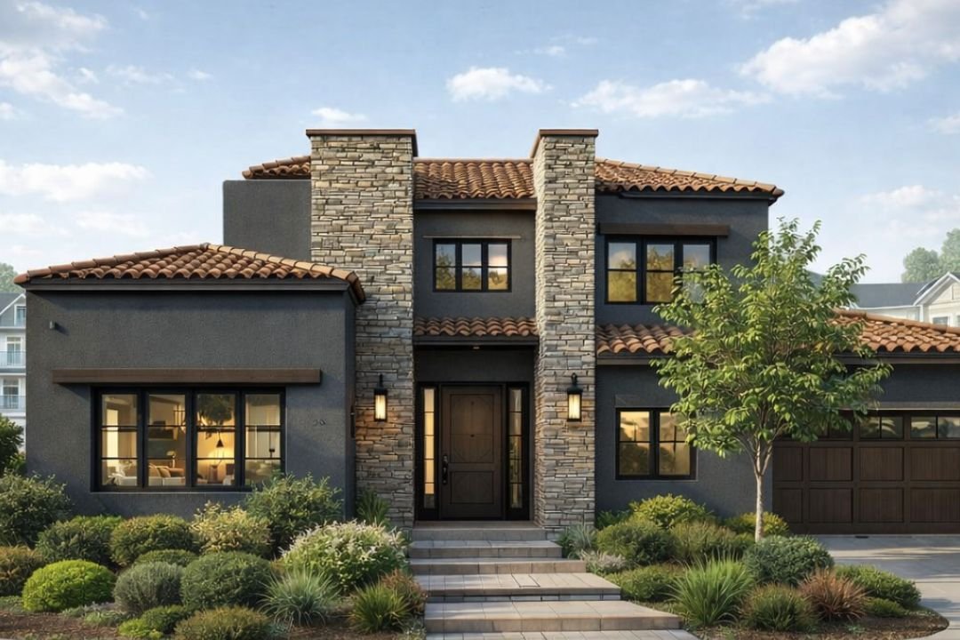 Residence with New Stucco