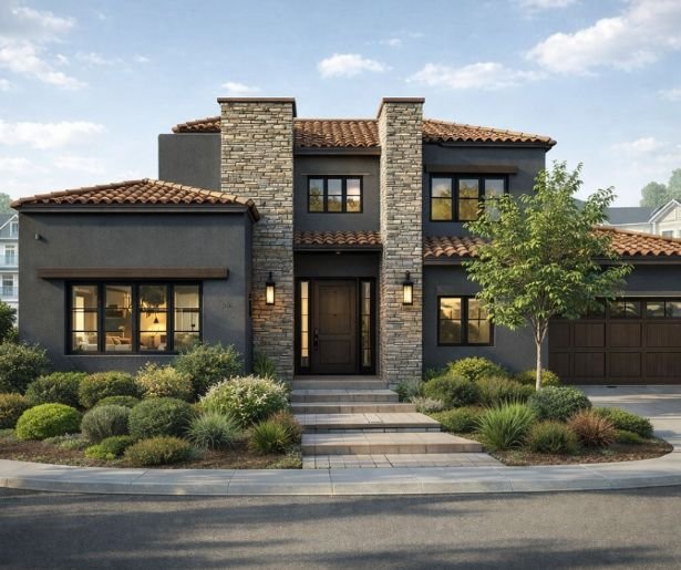 Residence with New Stucco